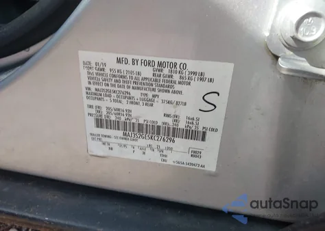 2019 Ford Ecosport Se from USA, damaged, VIN MAJ3S2GE5KC276296